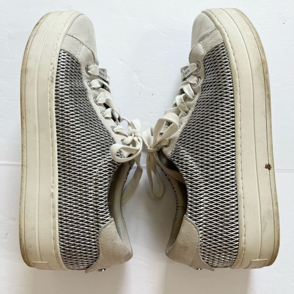 J Slides NYC Leather Sneakers White Silver Size 9 - Picture 6 of 8